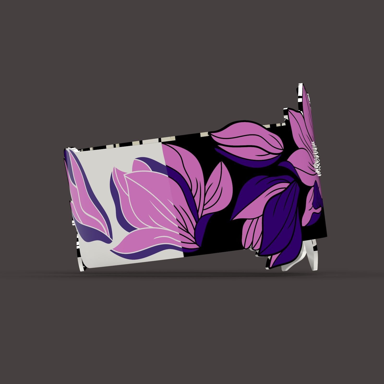 Magnolia enamel bracelet 3D print model_2