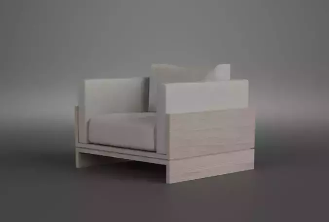Armchair with wooden base 3D Model