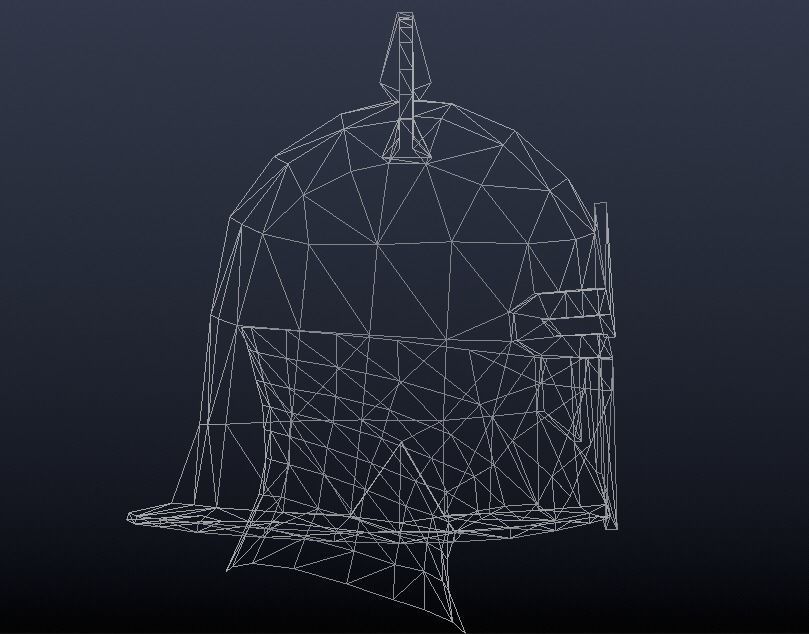 Futuristic Medieval Helmet Low-poly 3D model_7