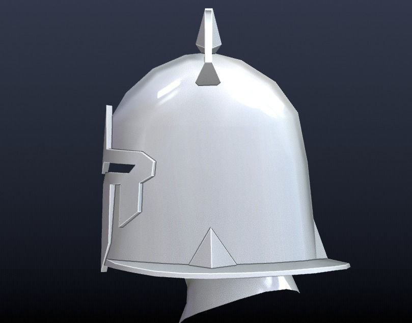 Futuristic Medieval Helmet Low-poly 3D model_5