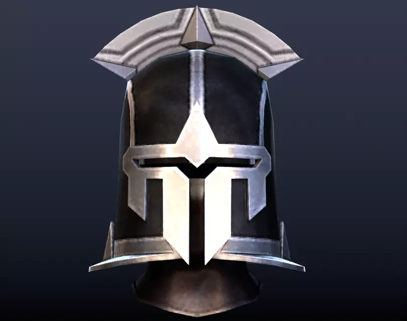 Futuristic Medieval Helmet Low-poly 3D model_0