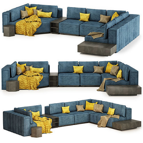 Sofa L shape large size 001 3D model
