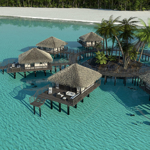 Holiday Beach Hut Scene 3D model 6
