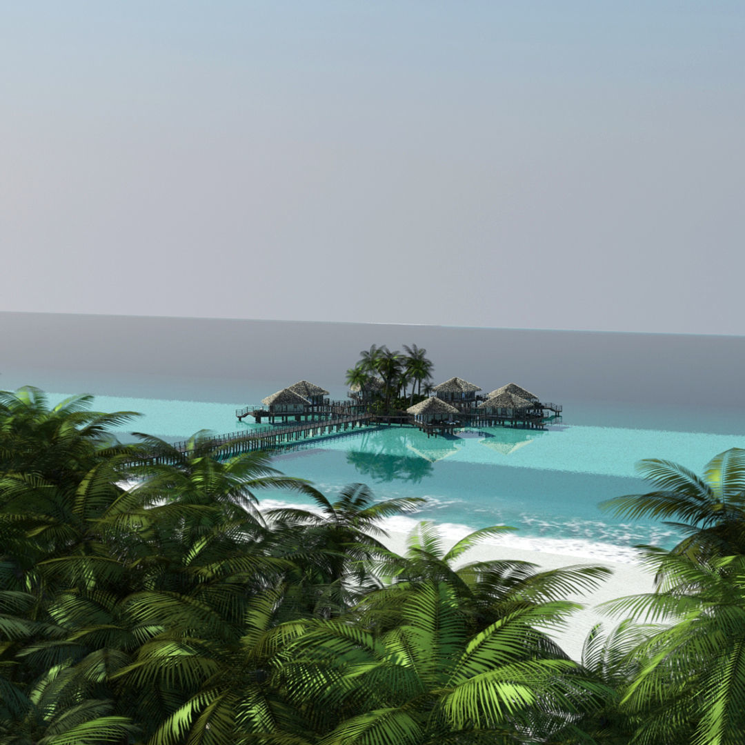 Holiday Beach Hut Scene 3D model_10