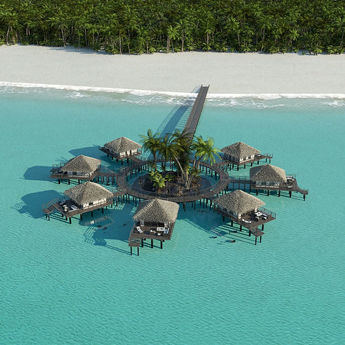 Holiday Beach Hut Scene 3D model 3