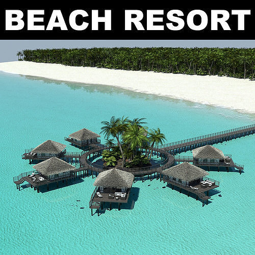 Holiday Beach Hut Scene 3D model 2