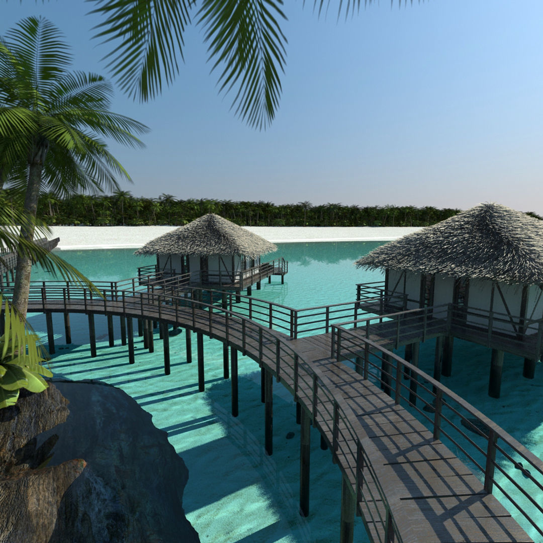 Holiday Beach Hut Scene 3D model_8
