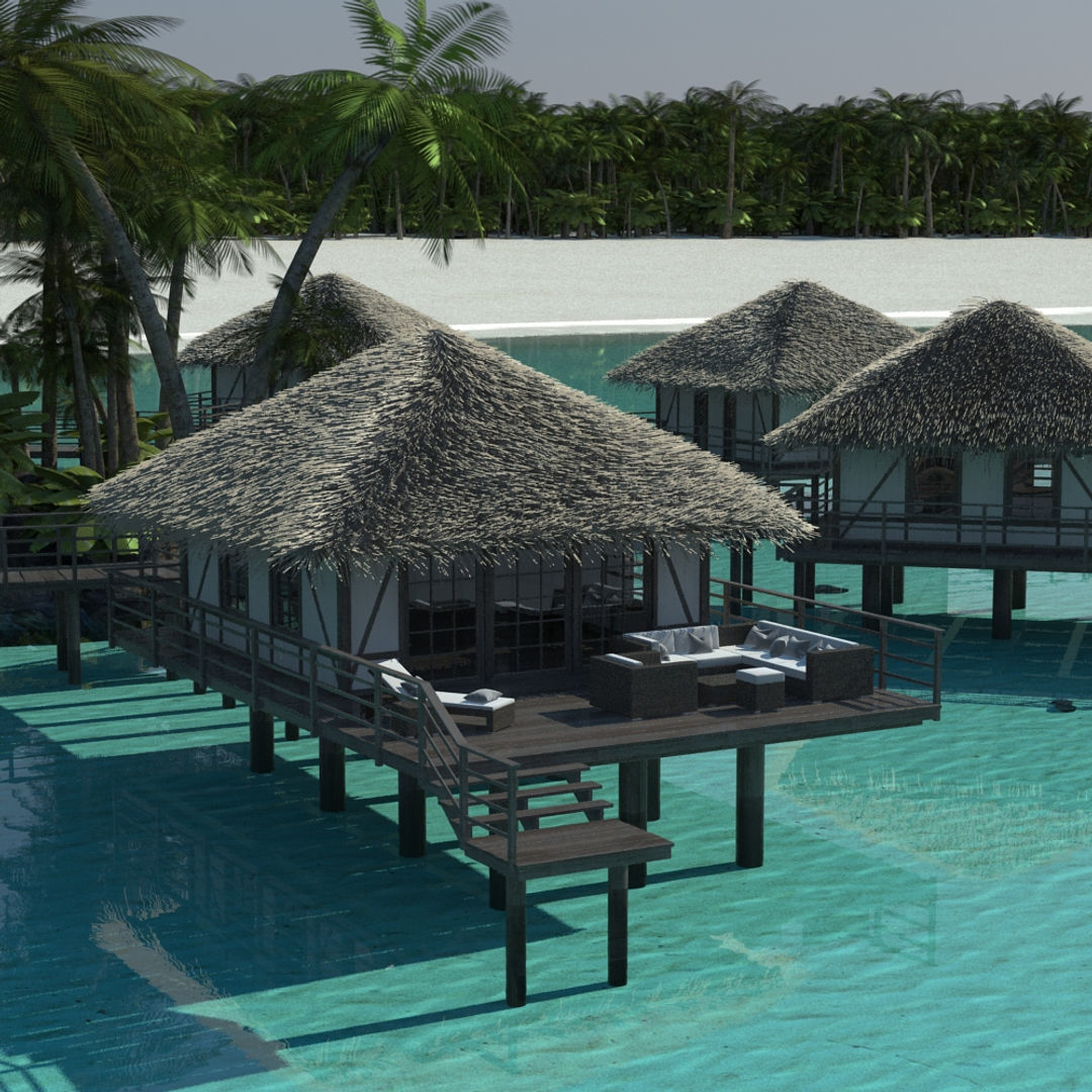 Holiday Beach Hut Scene 3D model_9