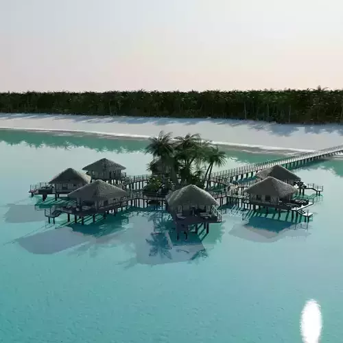 Holiday Beach Hut Scene 3D model Holiday Beach Hut Scene 3D model