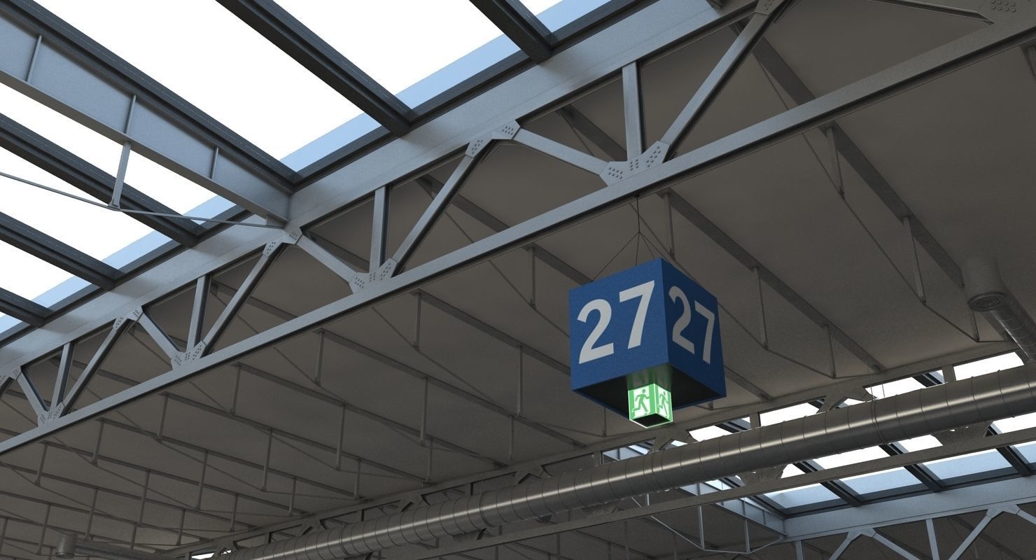 Warehouse 7 industrial building with roof 3D model_25