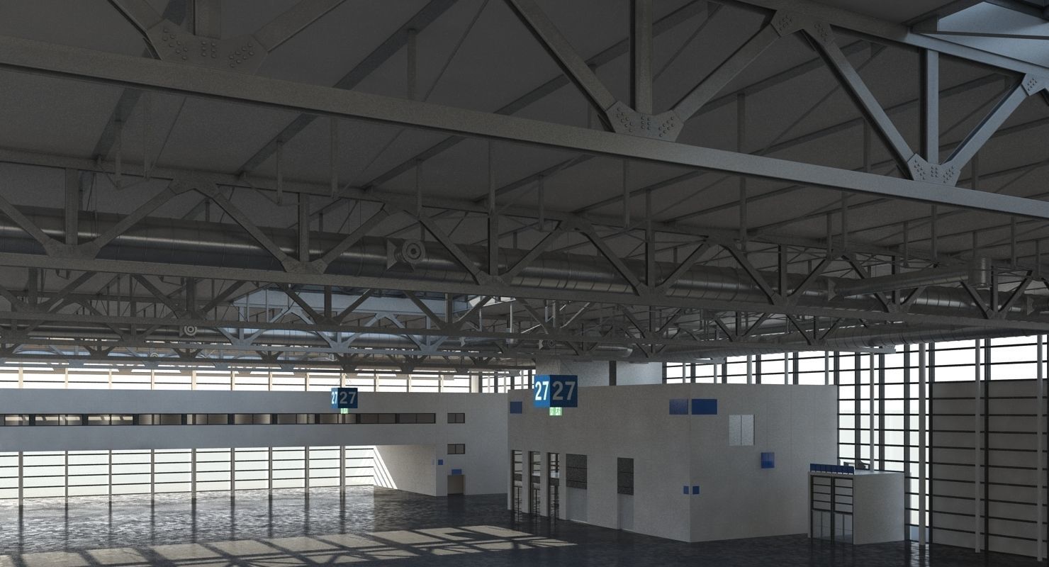 Warehouse 7 industrial building with roof 3D model_27