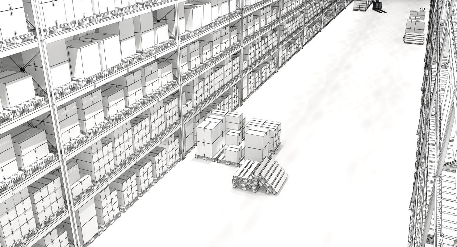 Warehouse 7 industrial building with roof 3D model_12