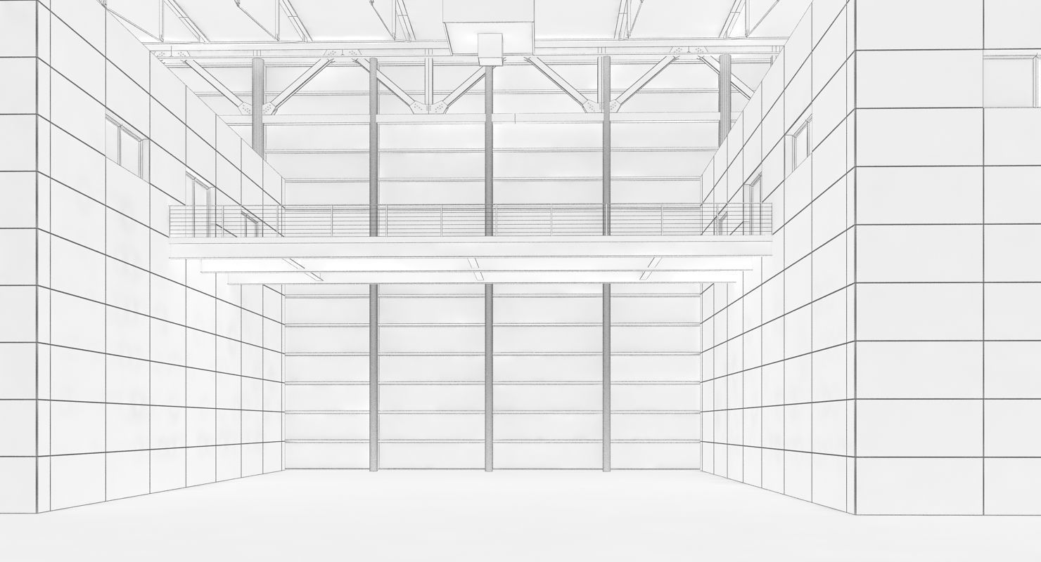 Warehouse 7 industrial building with roof 3D model_15