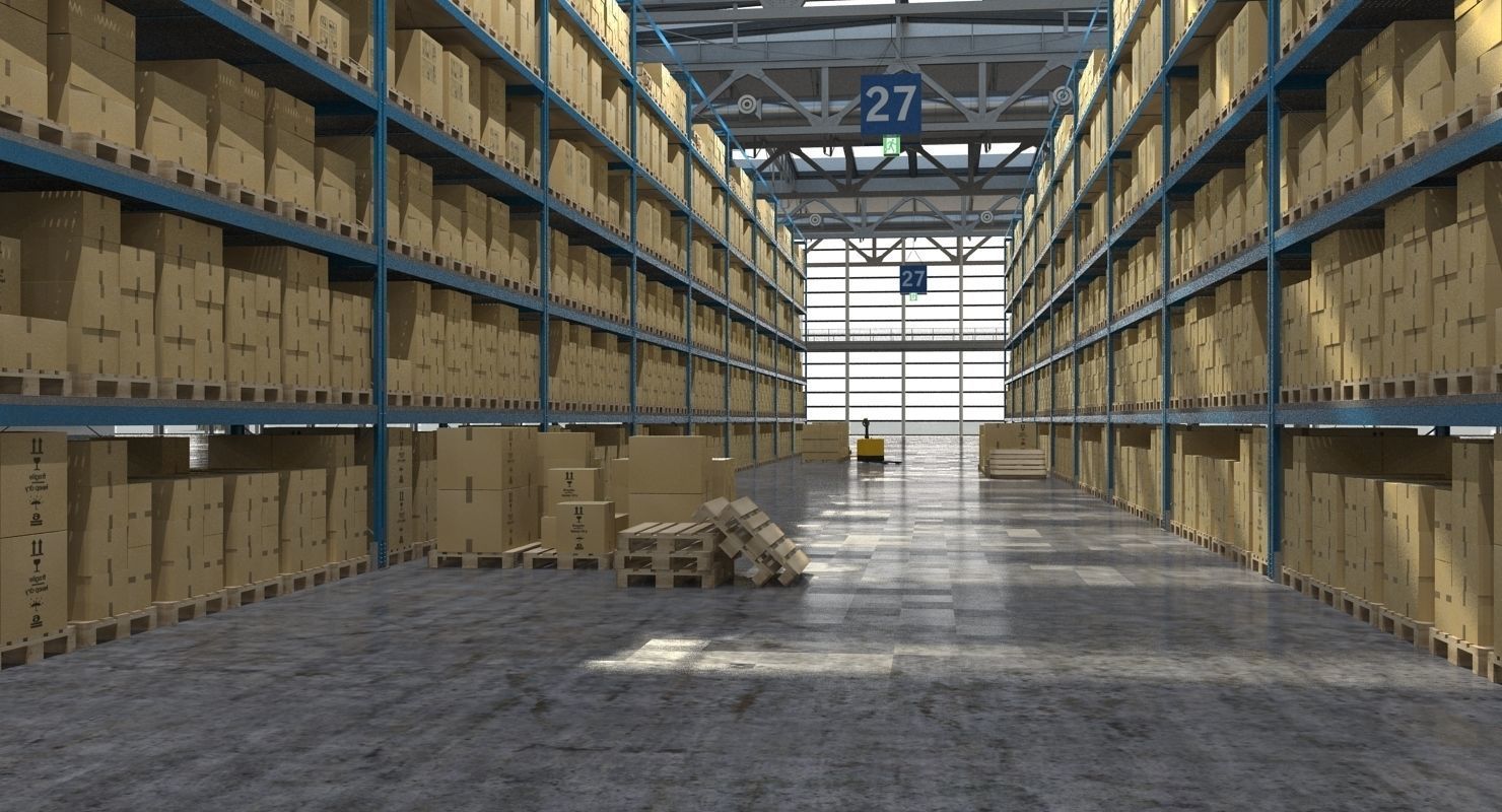 Warehouse 7 industrial building with roof 3D model_4