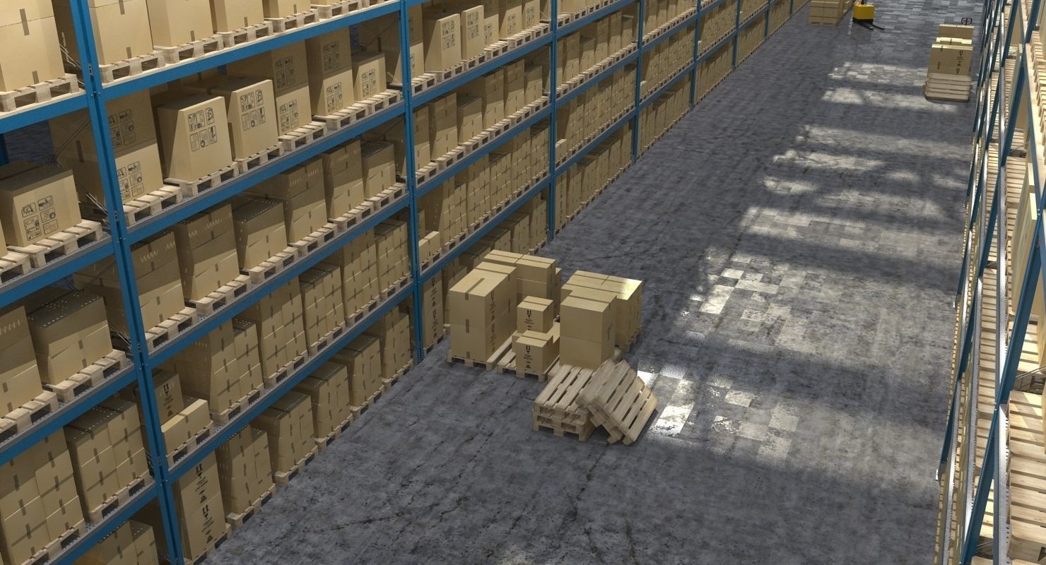 Warehouse 7 industrial building with roof 3D model_6