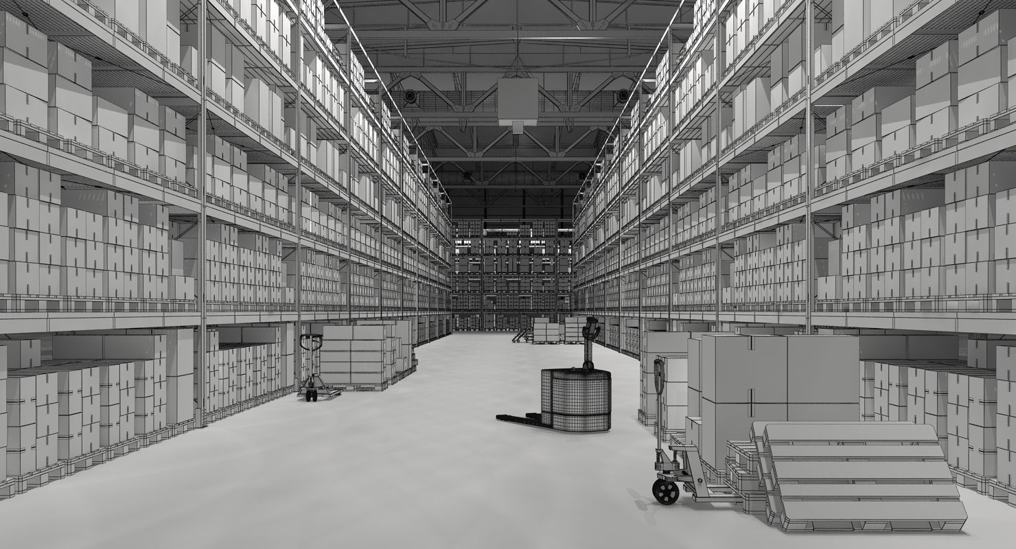 Warehouse 7 industrial building with roof 3D model_10