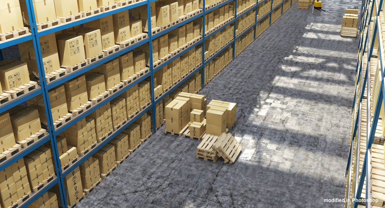 Warehouse 7 industrial building with roof 3D model_1