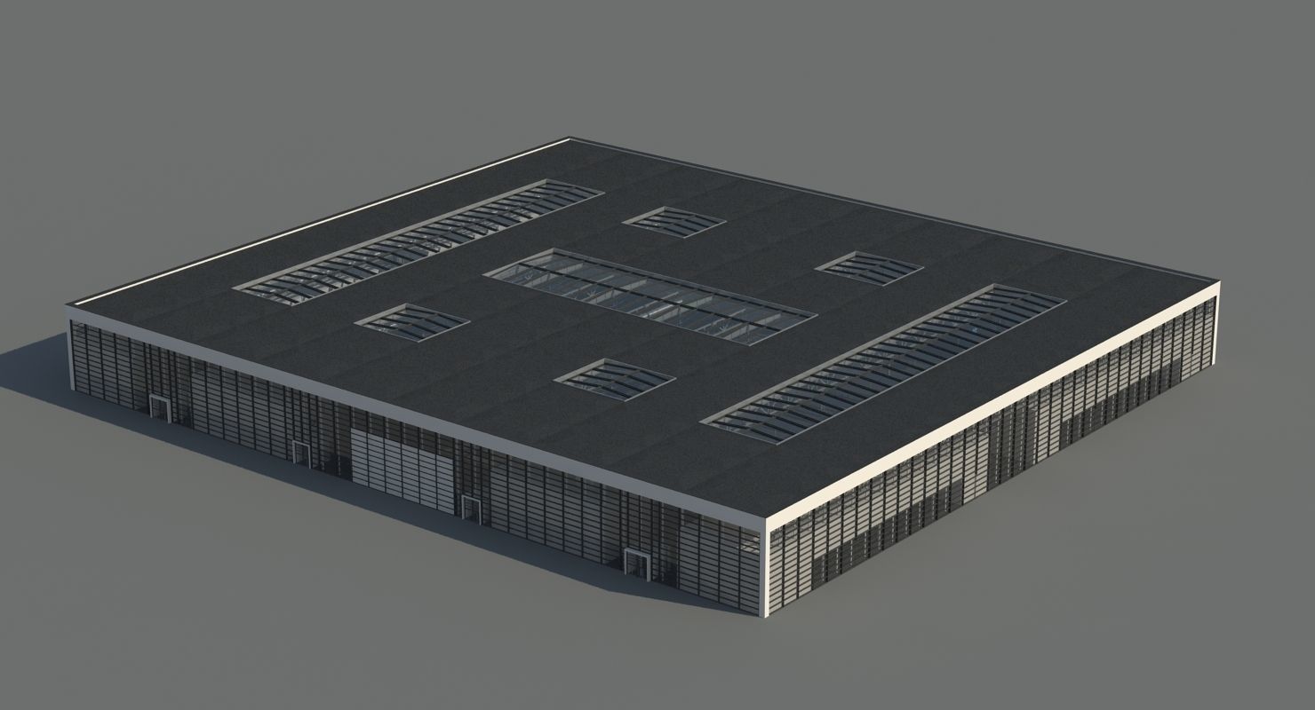 Warehouse 7 industrial building with roof 3D model_19