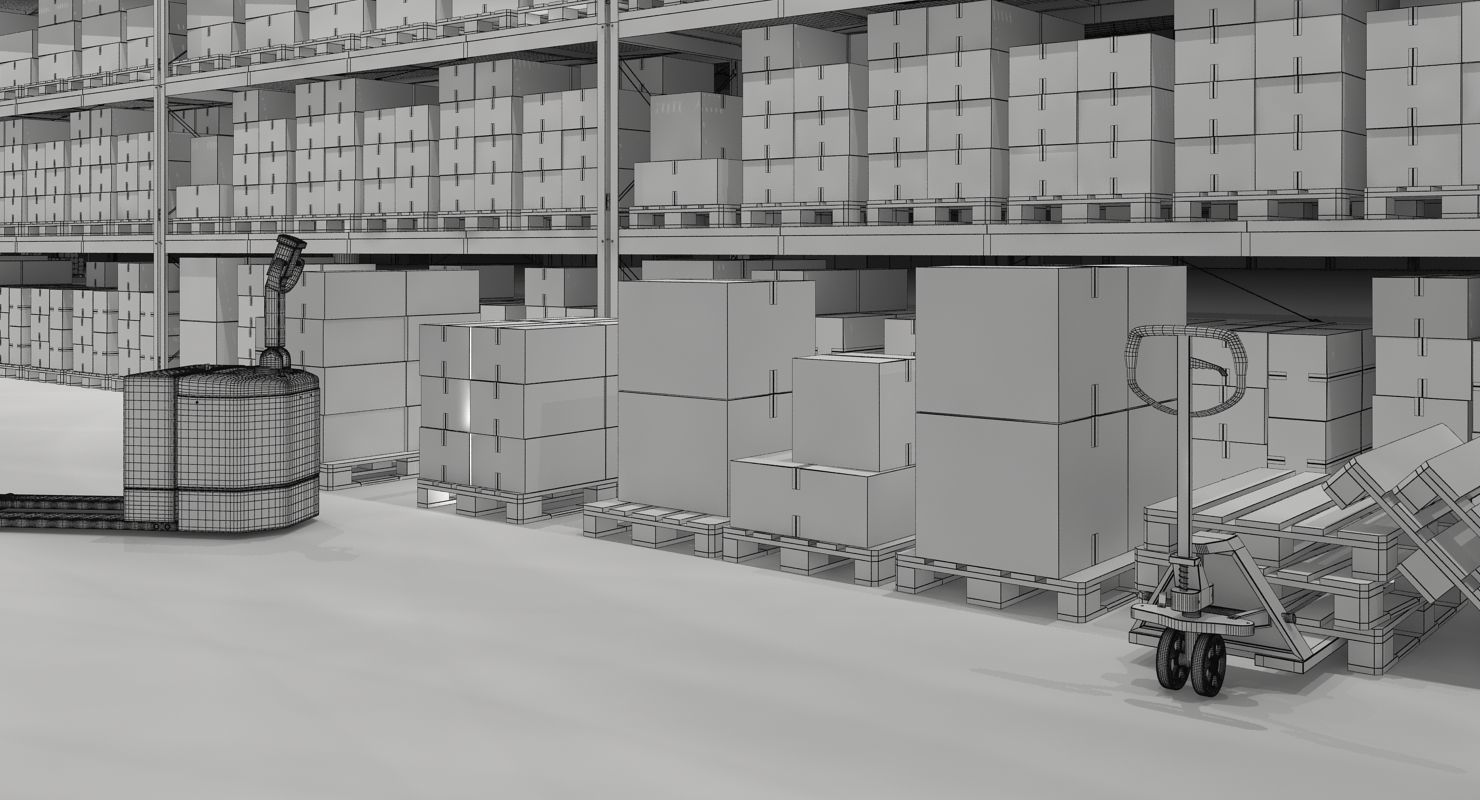Warehouse 7 industrial building with roof 3D model_11