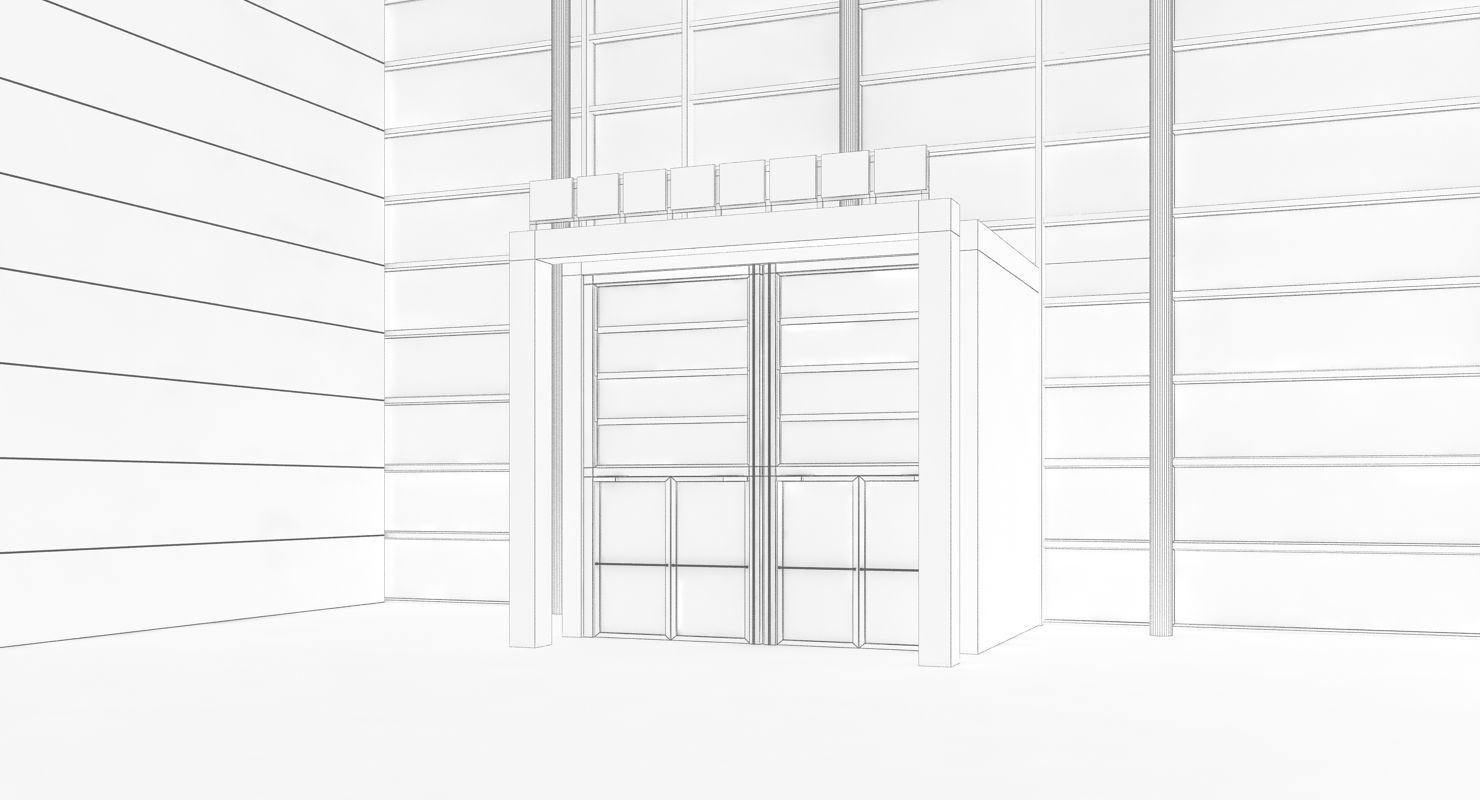 Warehouse 7 industrial building with roof 3D model_13