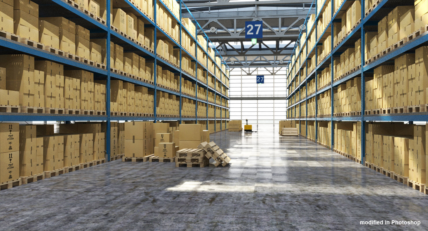 Warehouse 7 industrial building with roof 3D model_5