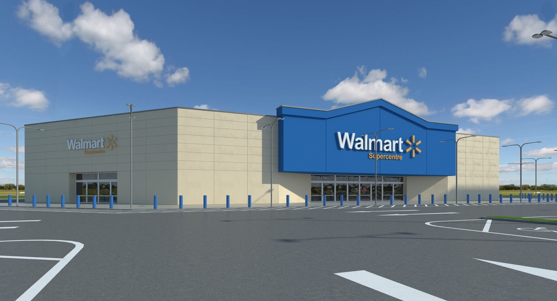 Walmart Supercenter Retail Lot 3D model_11