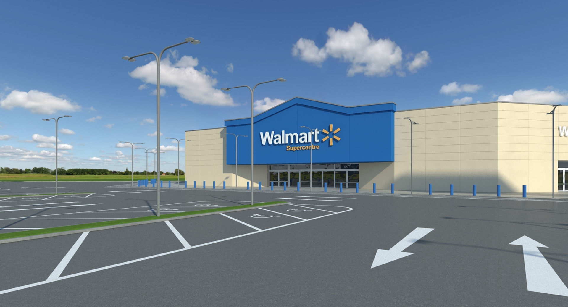 Walmart Supercenter Retail Lot 3D model_7