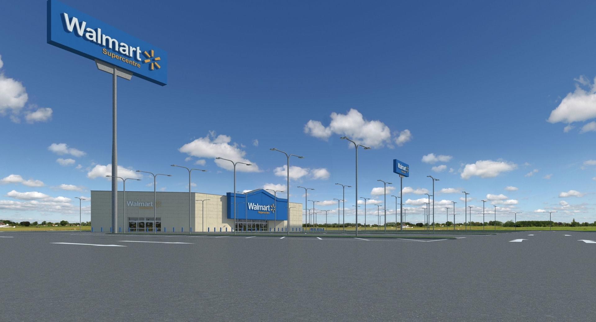 Walmart Supercenter Retail Lot 3D model_2