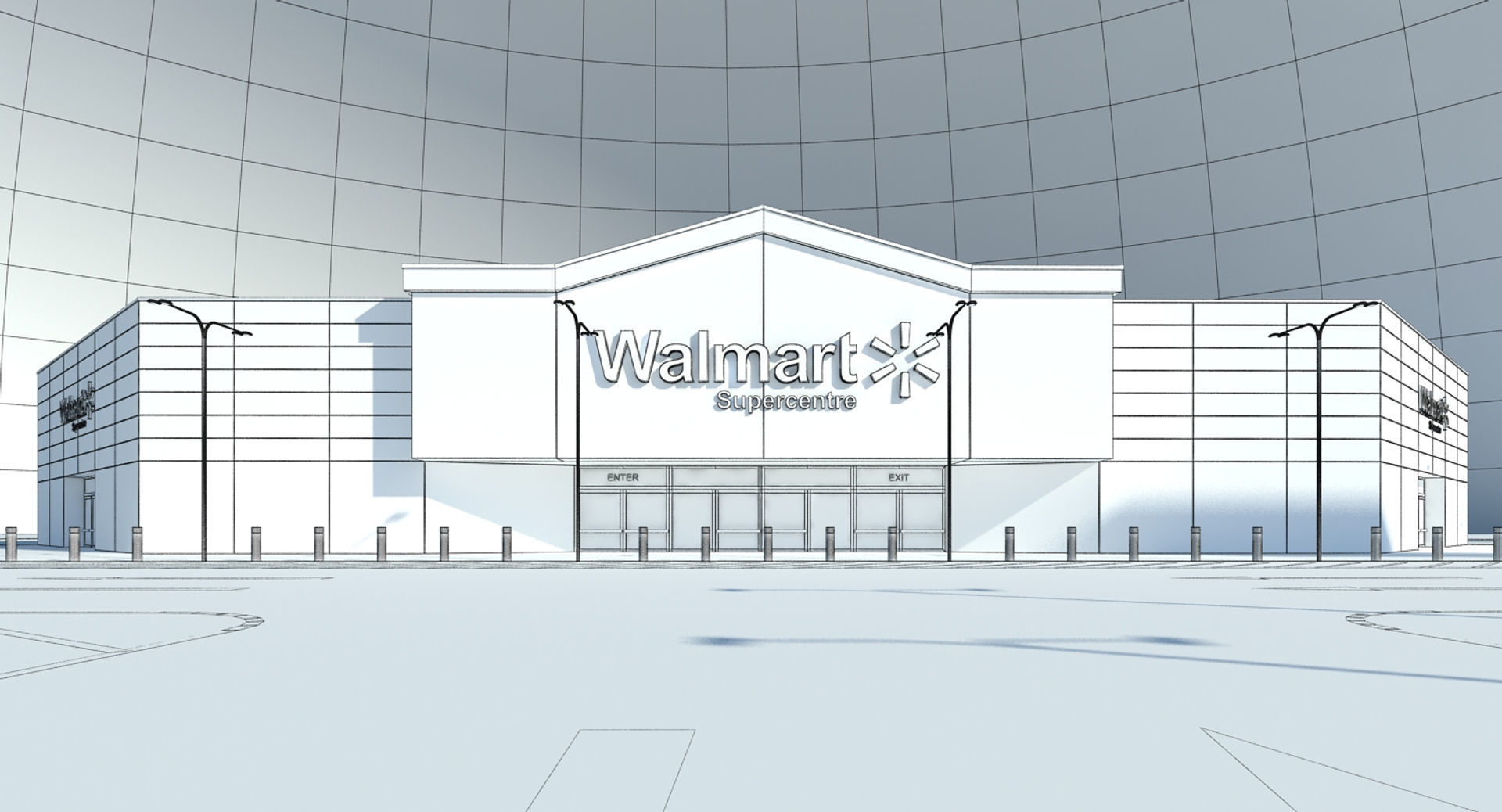 Walmart Supercenter Retail Lot 3D model_13