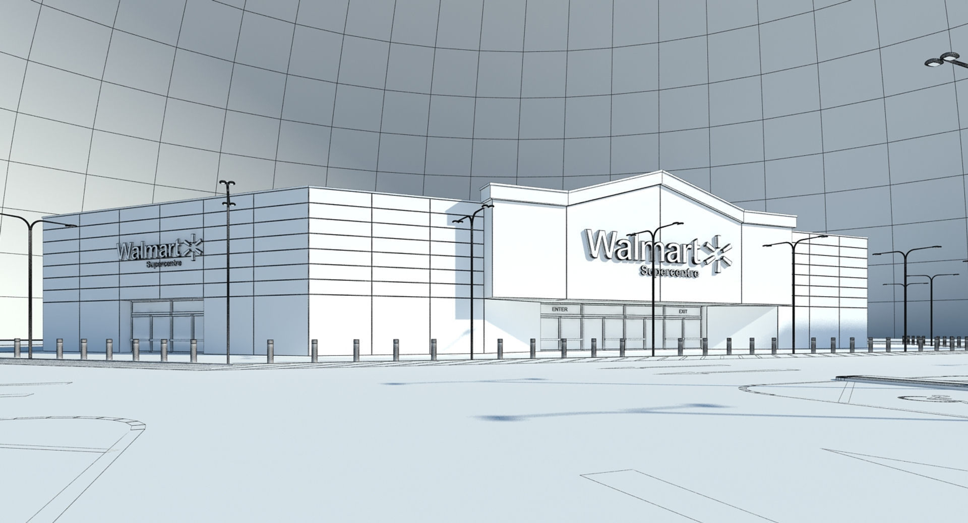 Walmart Supercenter Retail Lot 3D model_12