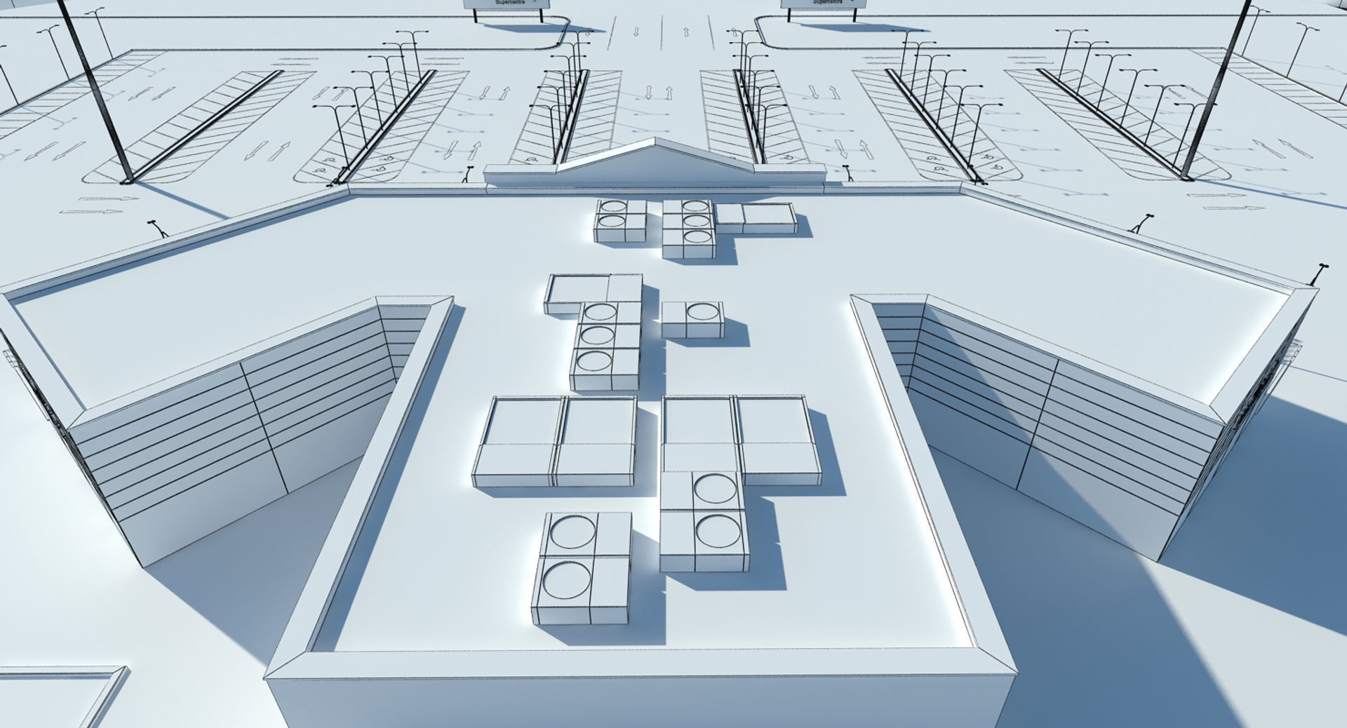 Walmart Supercenter Retail Lot 3D model_8