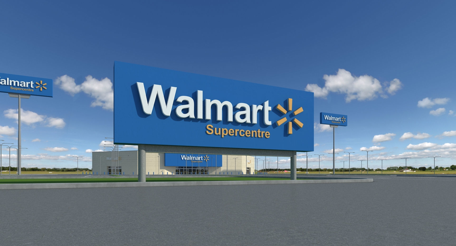 Walmart Supercenter Retail Lot 3D model_3