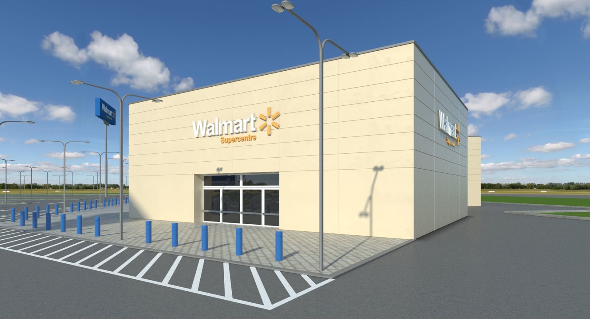 Walmart Supercenter Retail Lot 3D model_15