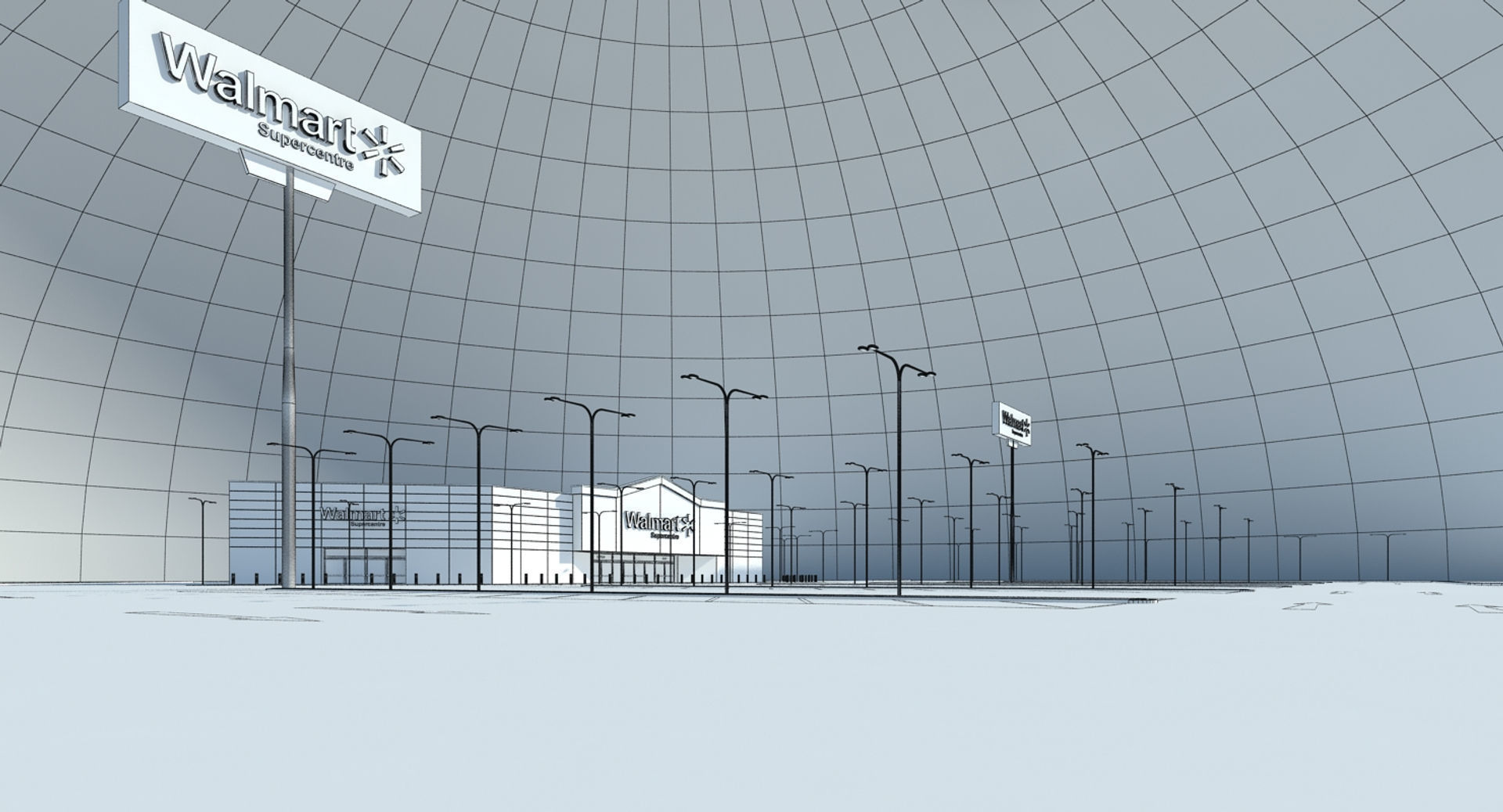 Walmart Supercenter Retail Lot 3D model_9
