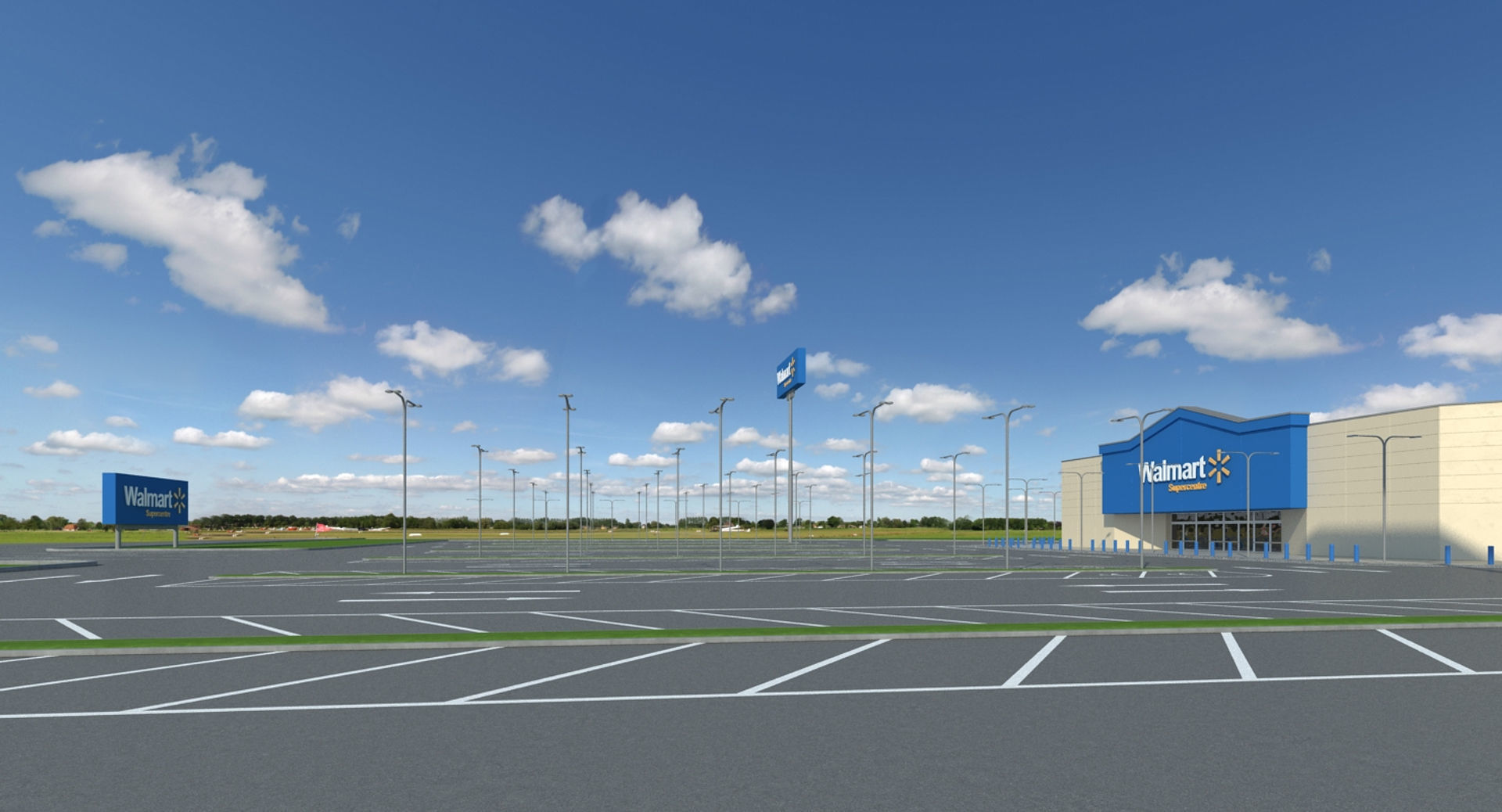 Walmart Supercenter Retail Lot 3D model_5