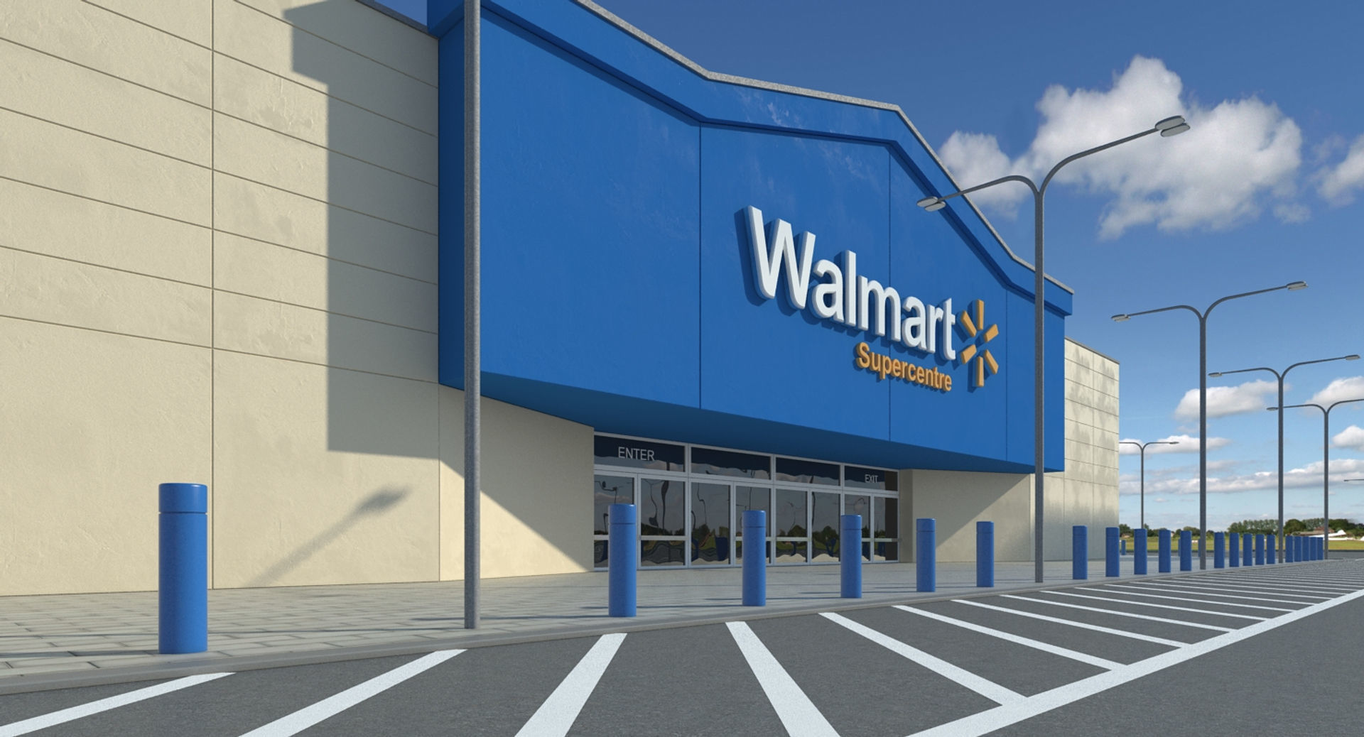 Walmart Supercenter Retail Lot 3D model_1