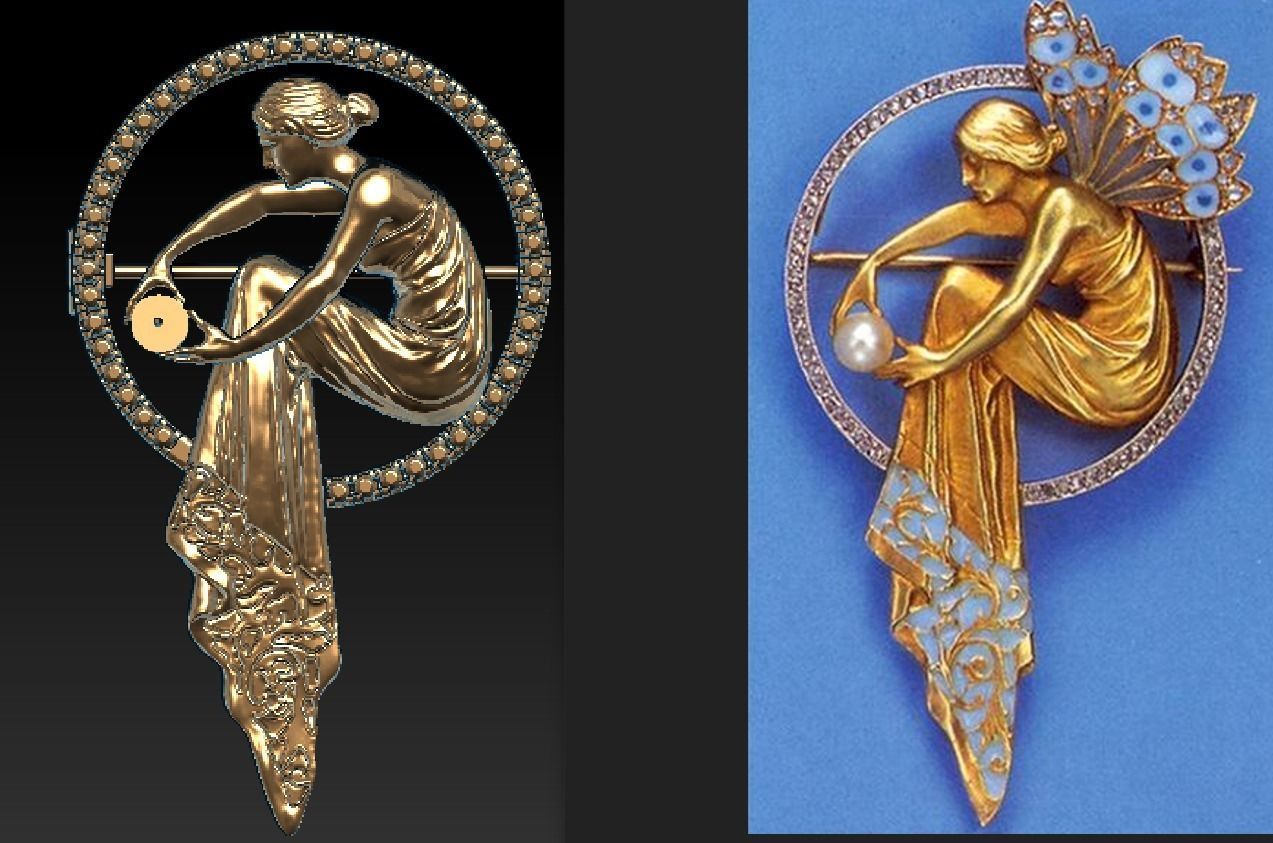 Brooches  Rene Lalique  3D print model_1