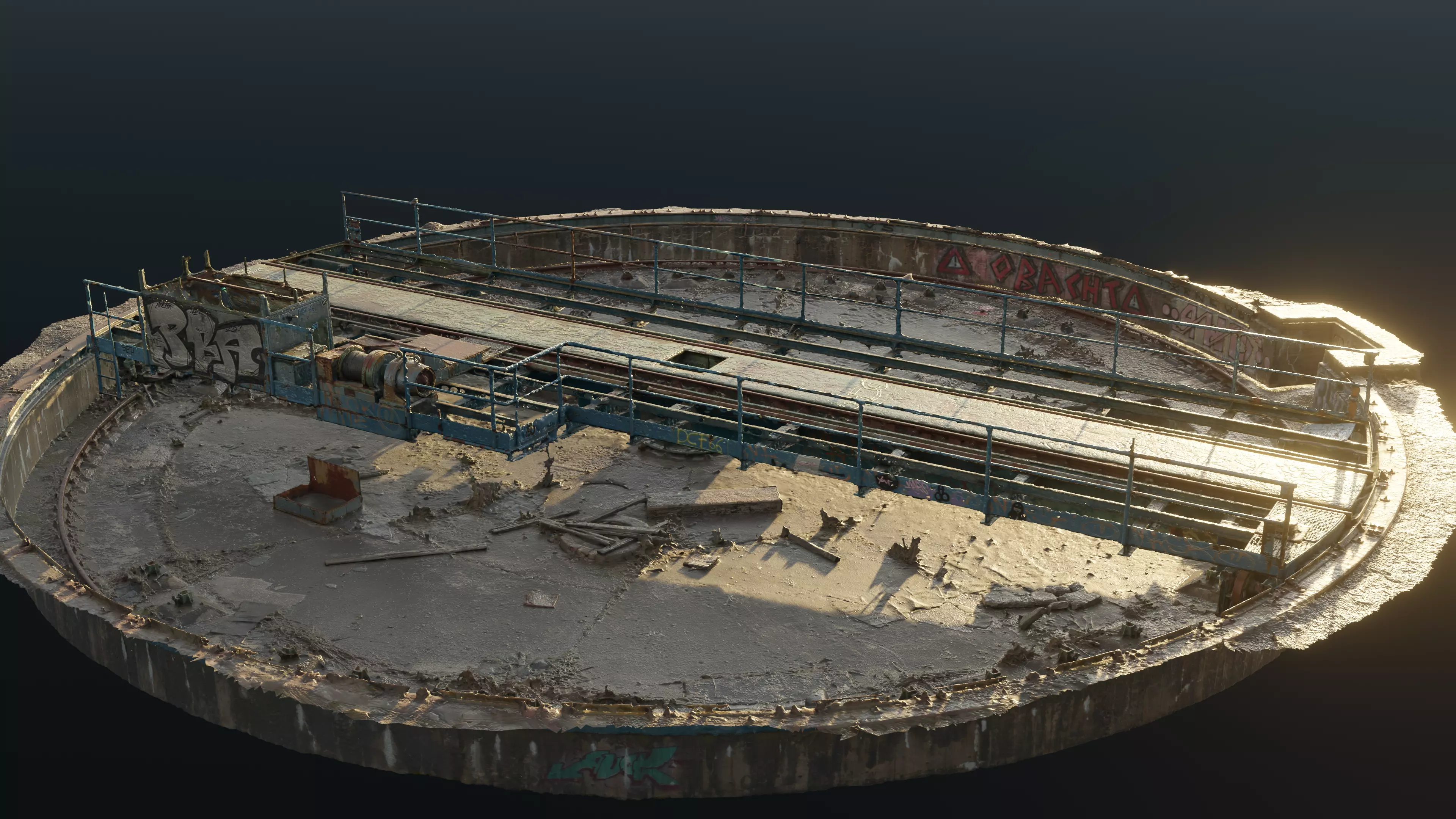 Abandoned railway turntable 3D model_0