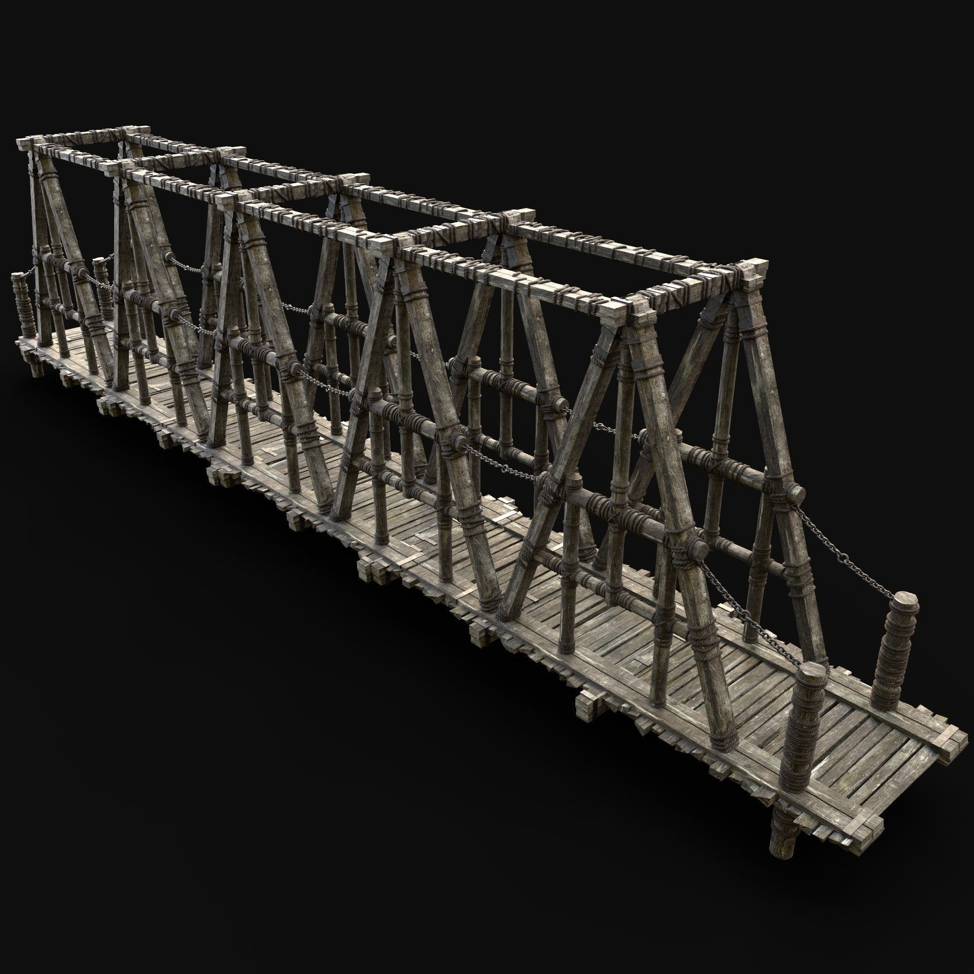 WOODEN BRIDGE MEDIEVAL PLATFORM CONSTRUCTION PACK COLLECTION _31
