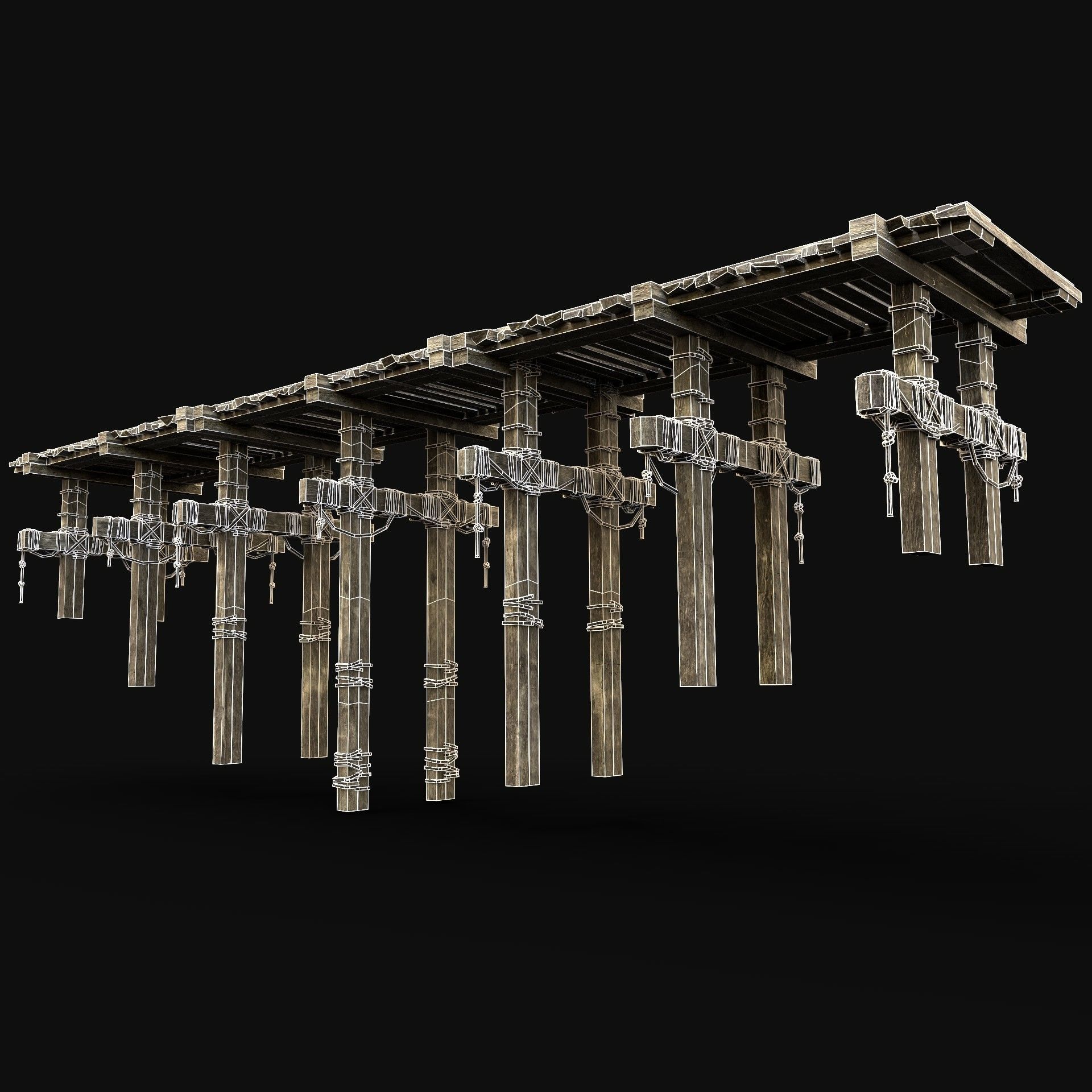 WOODEN BRIDGE MEDIEVAL PLATFORM CONSTRUCTION PACK COLLECTION _9