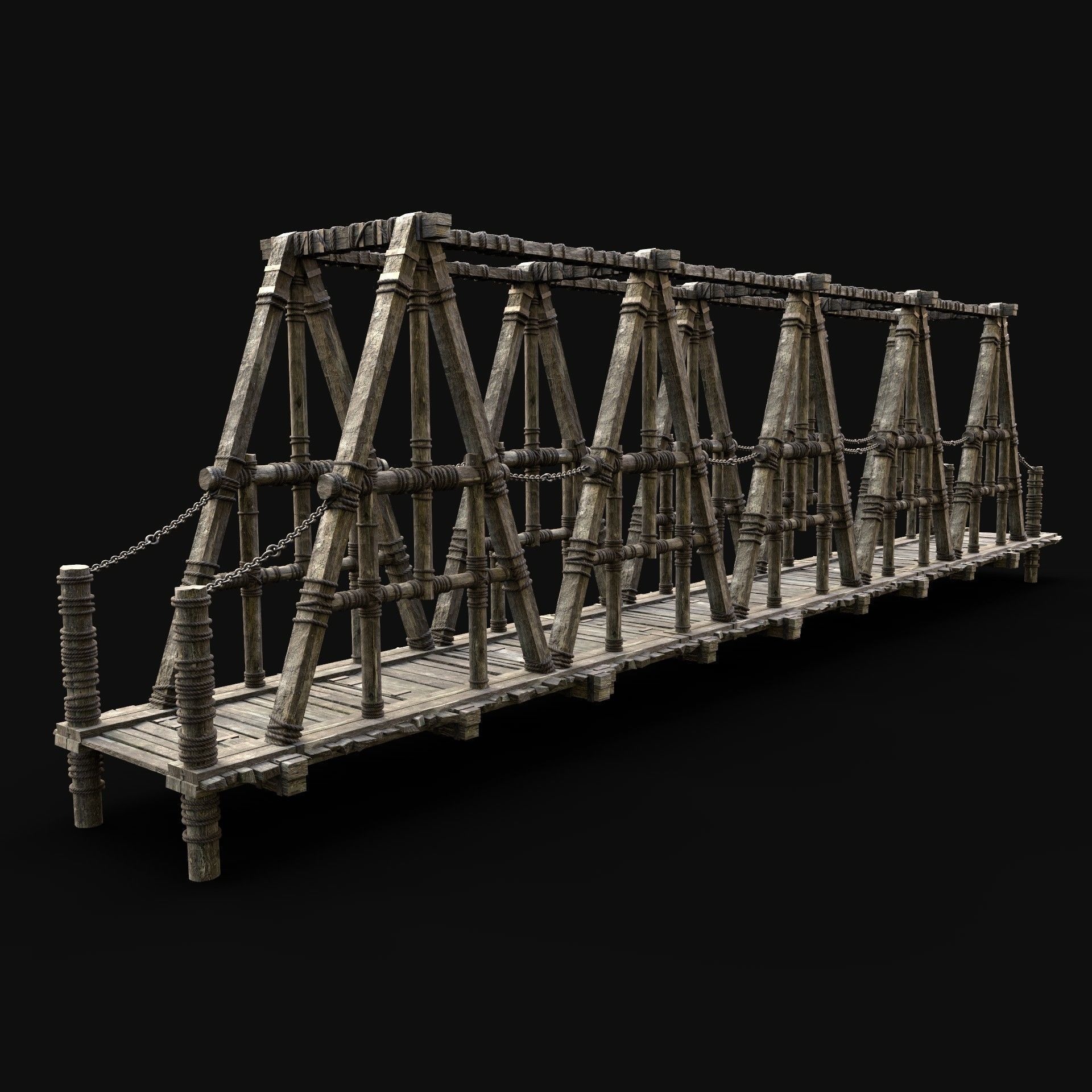 WOODEN BRIDGE MEDIEVAL PLATFORM CONSTRUCTION PACK COLLECTION _29