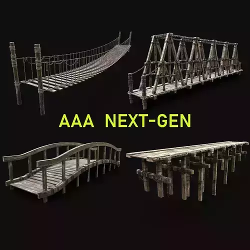 WOODEN BRIDGE MEDIEVAL PLATFORM CONSTRUCTION PACK COLLECTION 