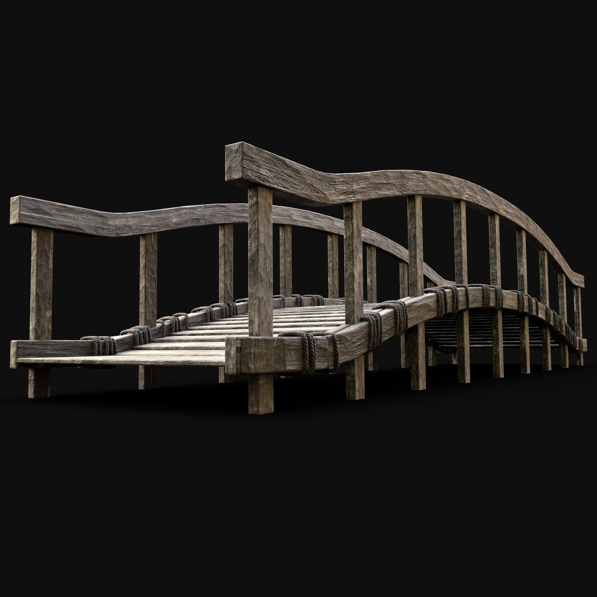 WOODEN BRIDGE MEDIEVAL PLATFORM CONSTRUCTION PACK COLLECTION _24