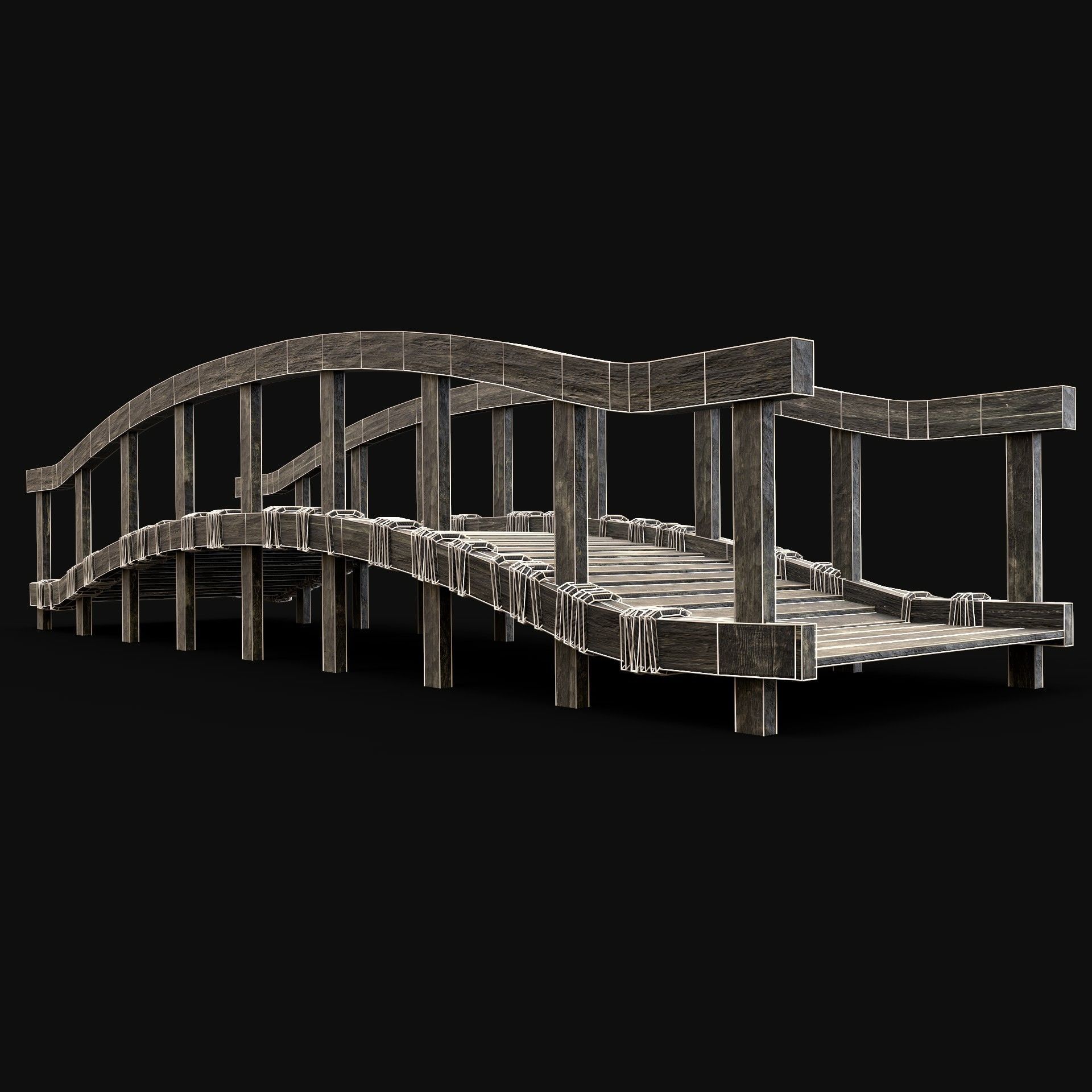 WOODEN BRIDGE MEDIEVAL PLATFORM CONSTRUCTION PACK COLLECTION _27