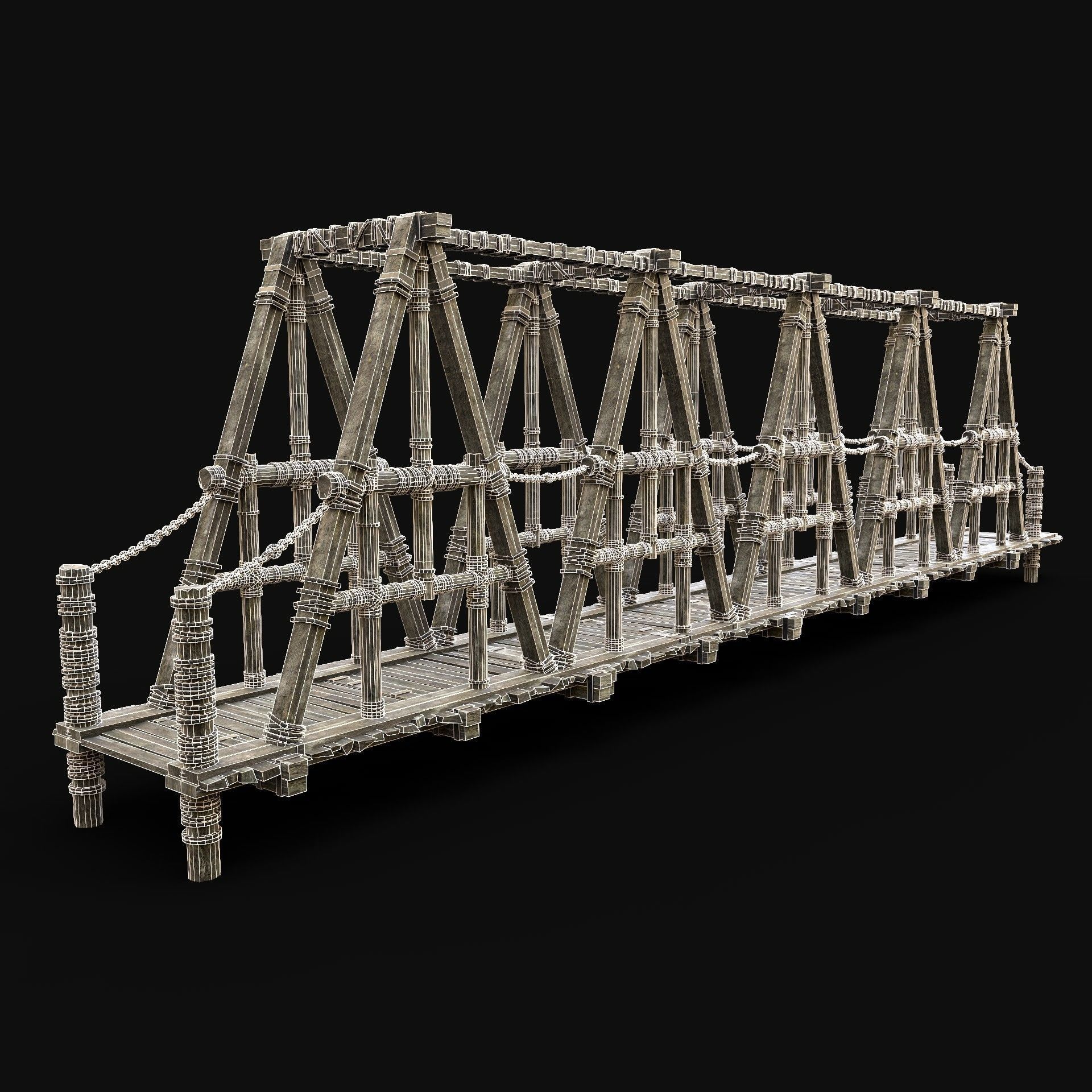 WOODEN BRIDGE MEDIEVAL PLATFORM CONSTRUCTION PACK COLLECTION _34