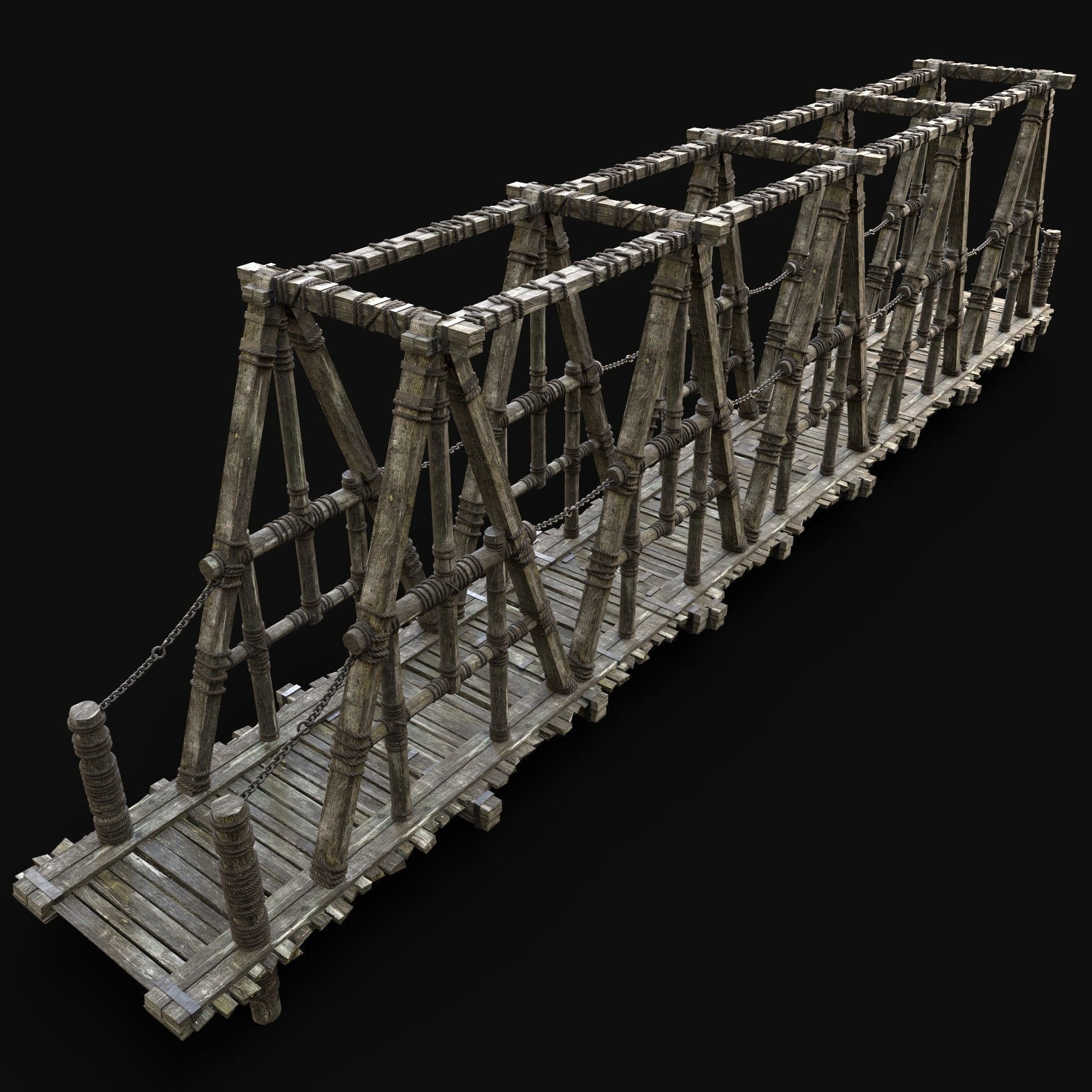 WOODEN BRIDGE MEDIEVAL PLATFORM CONSTRUCTION PACK COLLECTION _30