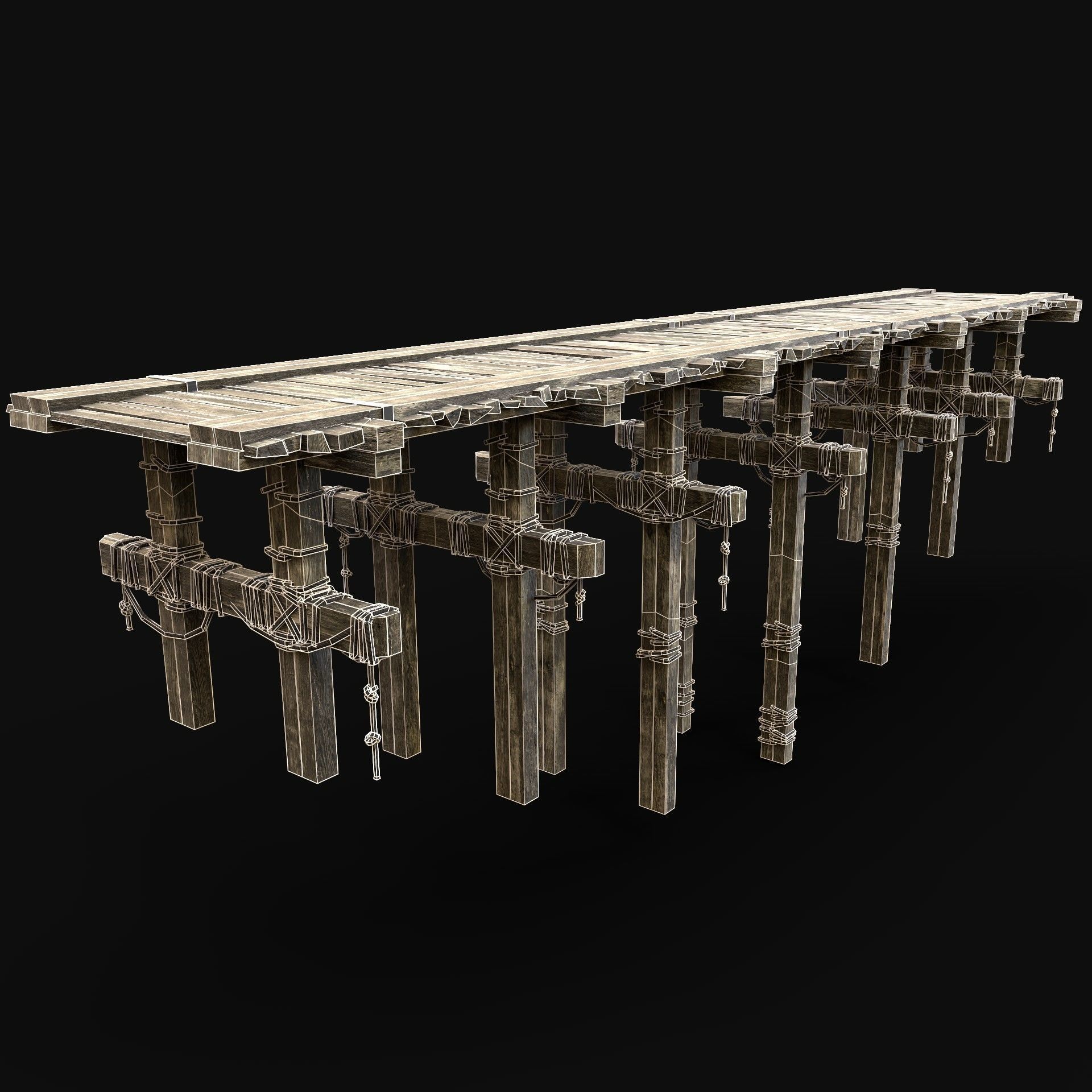 WOODEN BRIDGE MEDIEVAL PLATFORM CONSTRUCTION PACK COLLECTION _8