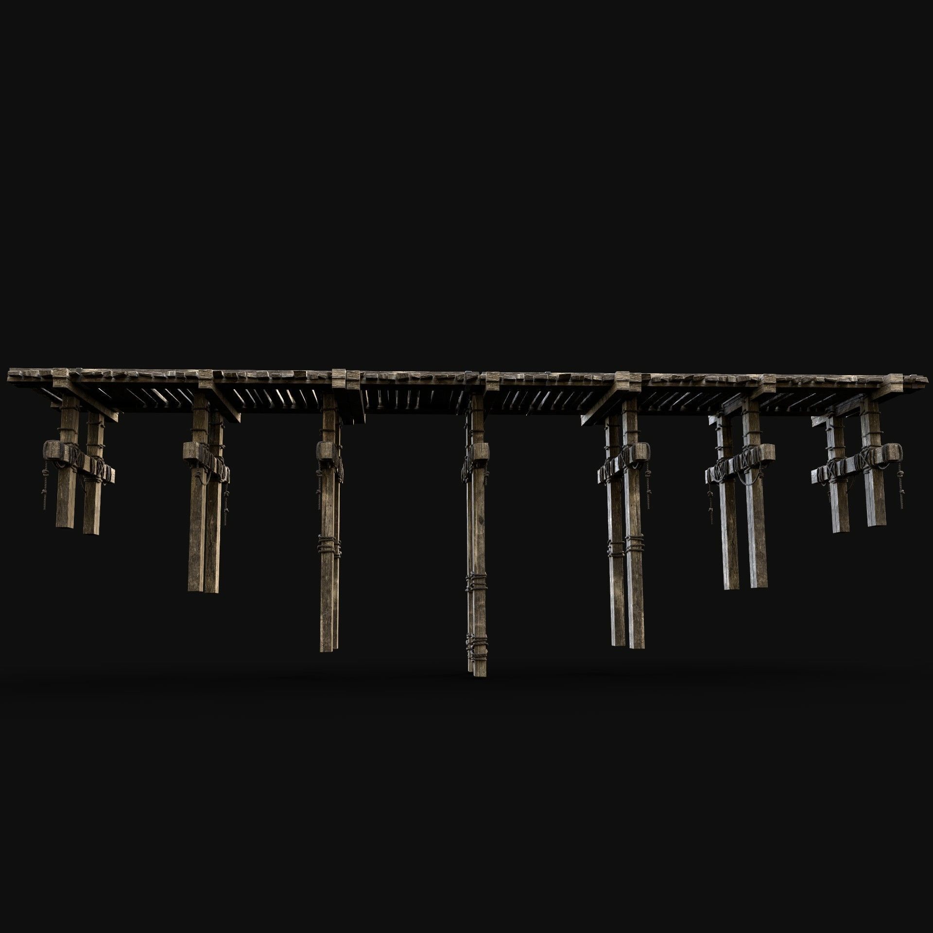 WOODEN BRIDGE MEDIEVAL PLATFORM CONSTRUCTION PACK COLLECTION _3