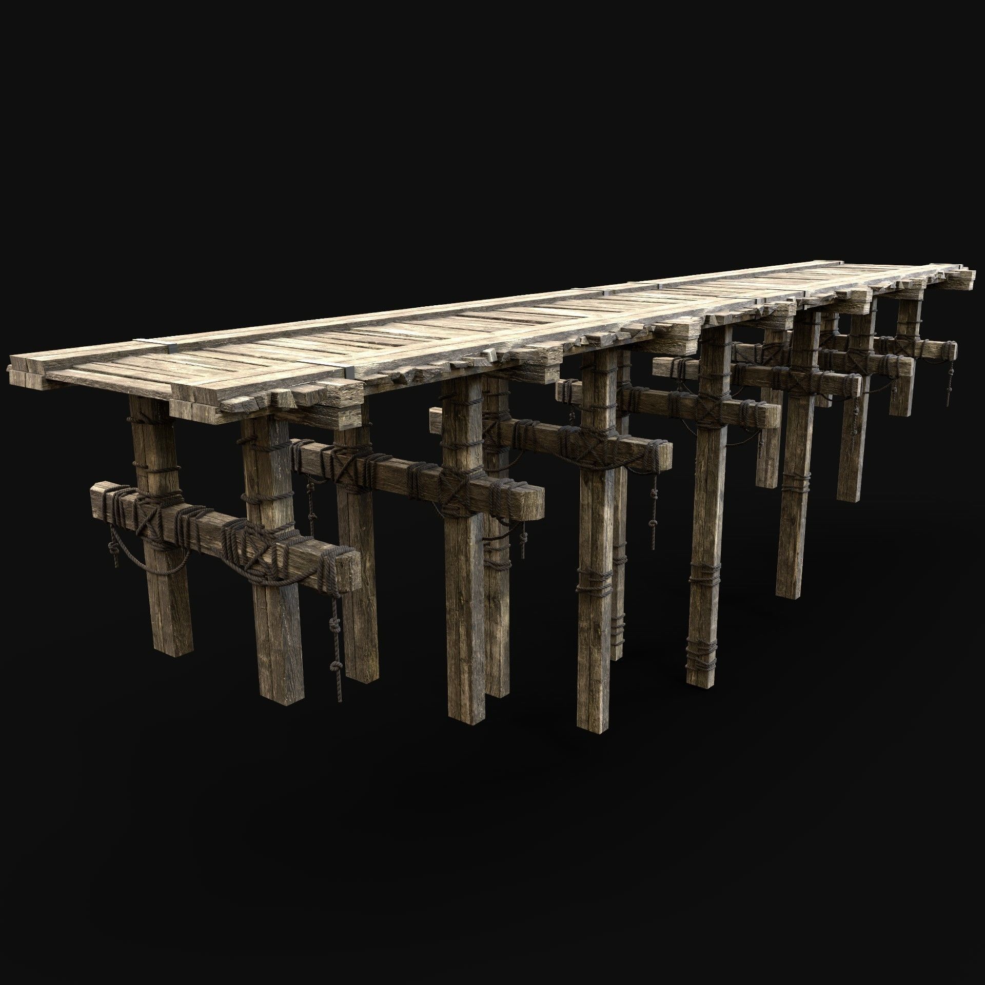 WOODEN BRIDGE MEDIEVAL PLATFORM CONSTRUCTION PACK COLLECTION _2