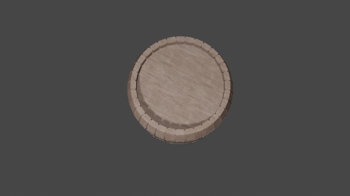 Barrel wooden circle Low-poly 3D model_1
